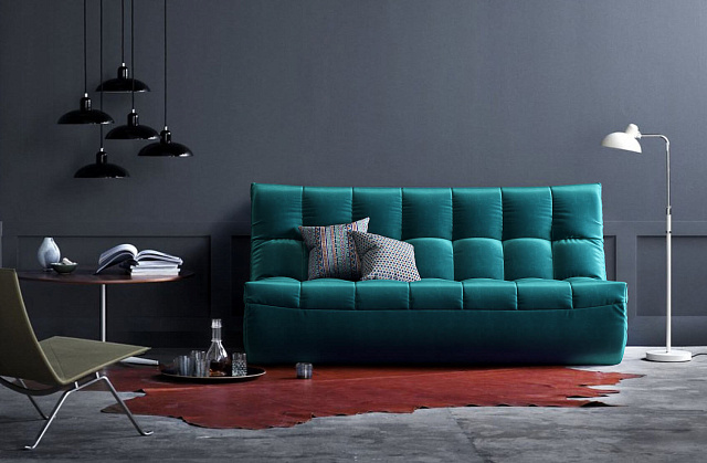 Бирюзовый диван в интерьере-32, Компактный диван ДеИтали для гостиной 